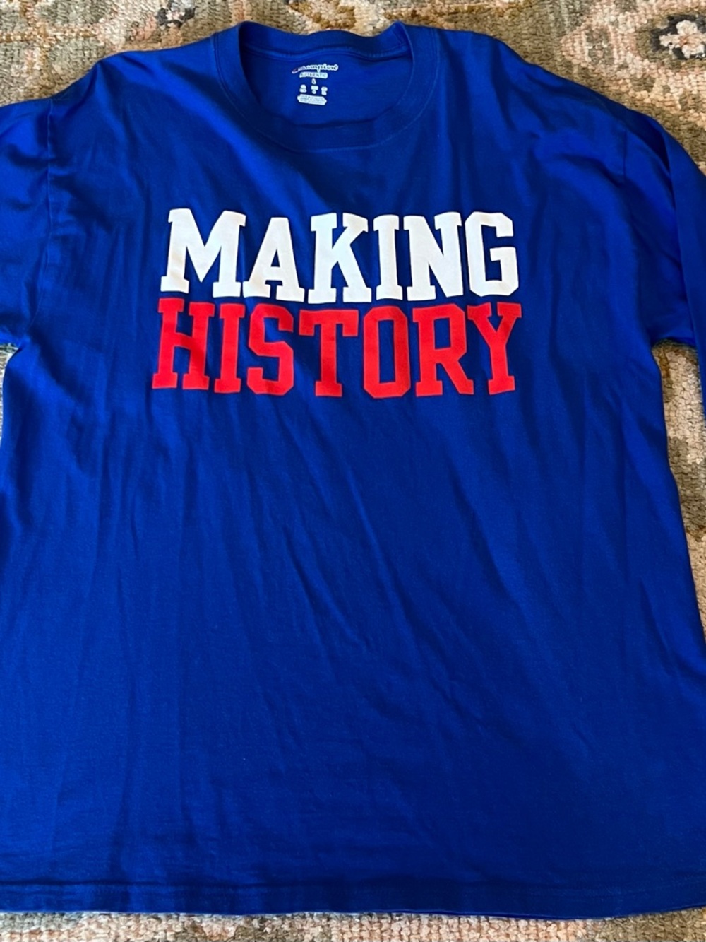 Kansas Jayhawks “Making History” Champion Long Sleeve Shirt Size Large Blue